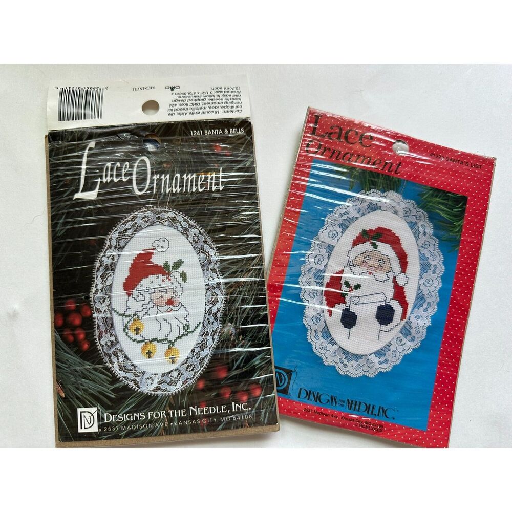 Set of 2 Christmas Cross Stitch Kits Partially Done